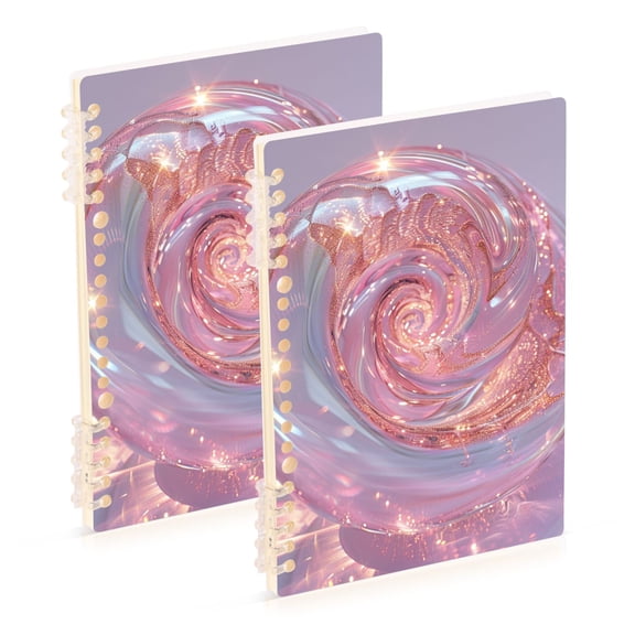 Transparent Pink Spiral Ring Binder Notebook Journey Note Diary College Ruled Spiral Notebook Study Loose Leaf Paper A5 60 Pages