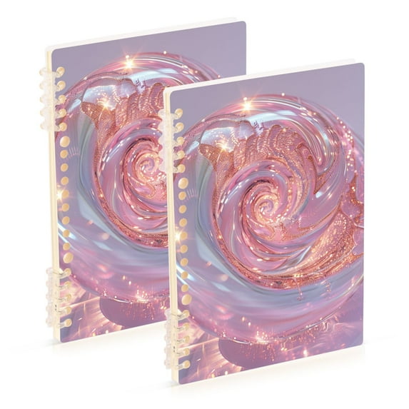 Transparent Pink Spiral Ring Binder Notebook Journey Note Diary College Ruled Spiral Notebook Study Loose Leaf Paper A5 60 Pages