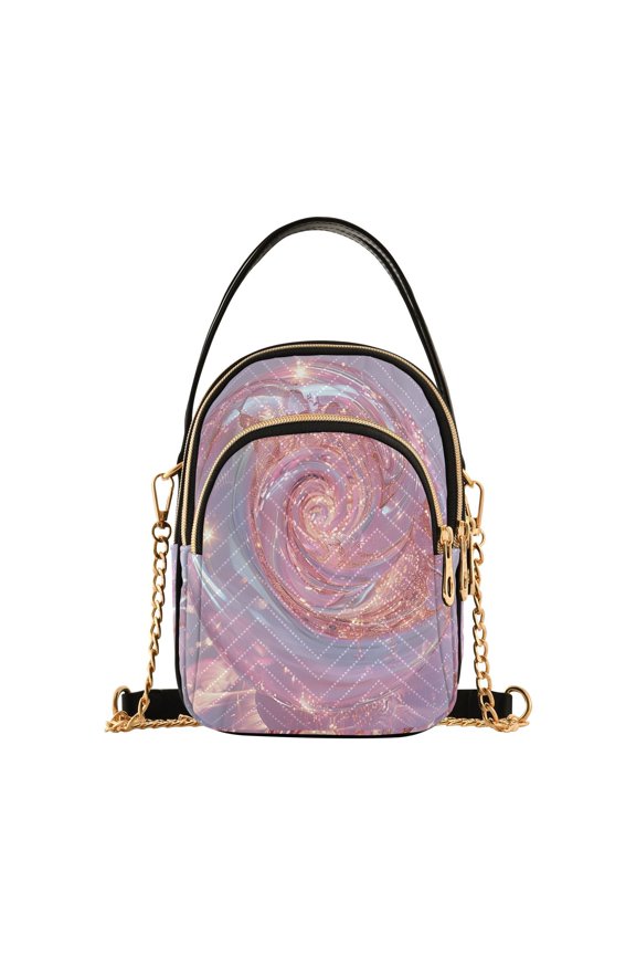 Transparent Pink Spiral Women Quilting Handbags Shoulder Bag Cross Body Bag with Crossbody Strap Hobo Bags Chain Strap
