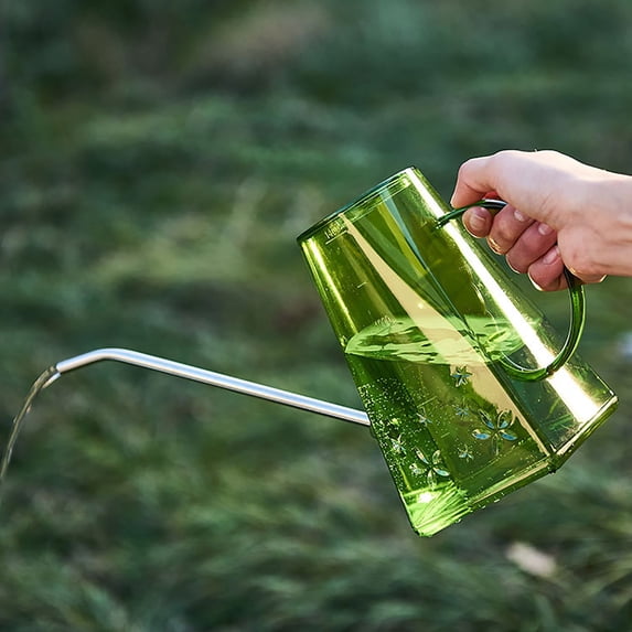Transparent Plants Watering Can with 9.4inch Steel Nozzle for Indoor ,Comfor Handle,Watering is Easys and Effortless(1.4L/0.38Oz)