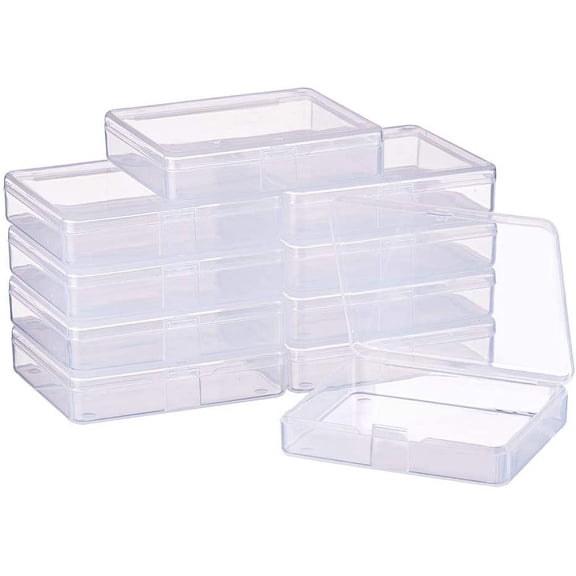 Transparent Plastic Bead Containers Cuboid Clear 7.3x6.4x1.6cm Clear
