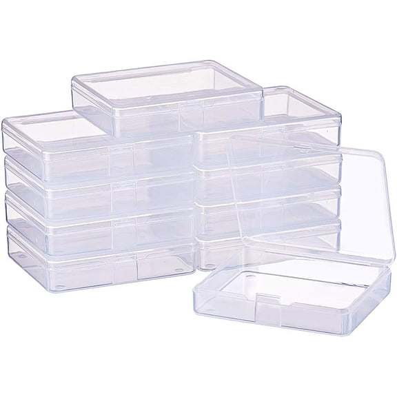 Transparent Plastic Bead Containers Cuboid Clear 7.3x6.4x1.6cm DIY