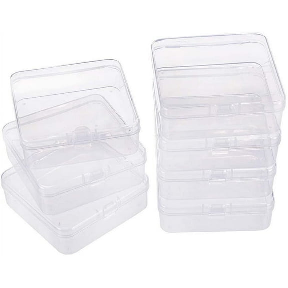 Transparent Plastic Bead Containers Cuboid Clear 82x82x27mm 10pcs/set