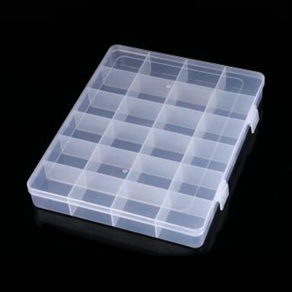 Transparent Plastic Bead Containers with 24 Compartments for DIY Art Craft Nail Diamonds Bead Storage Rectangle Clear 26.1x22x3.7cm