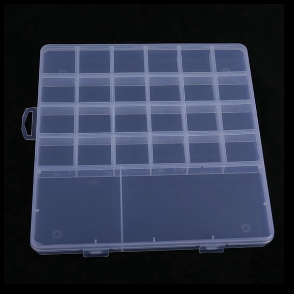 Transparent Plastic Bead Containers with 26 Compartments for DIY Art Craft Nail Diamonds Bead Storage Rectangle Clear 19.2x20x1.7cm