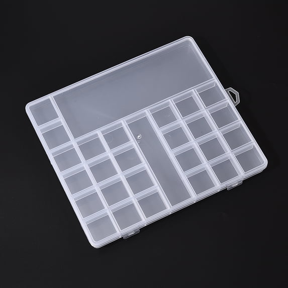 Transparent Plastic Bead Containers with 28 Compartments for DIY Art Craft Bead Storage Rectangle Clear 20x22.5x1.9cm