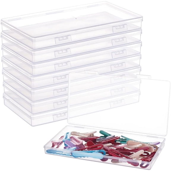 Transparent Plastic Bead Containers with Hinged Lids for Beads and More Rectangle Clear 16.5x9x1.6cm for diy