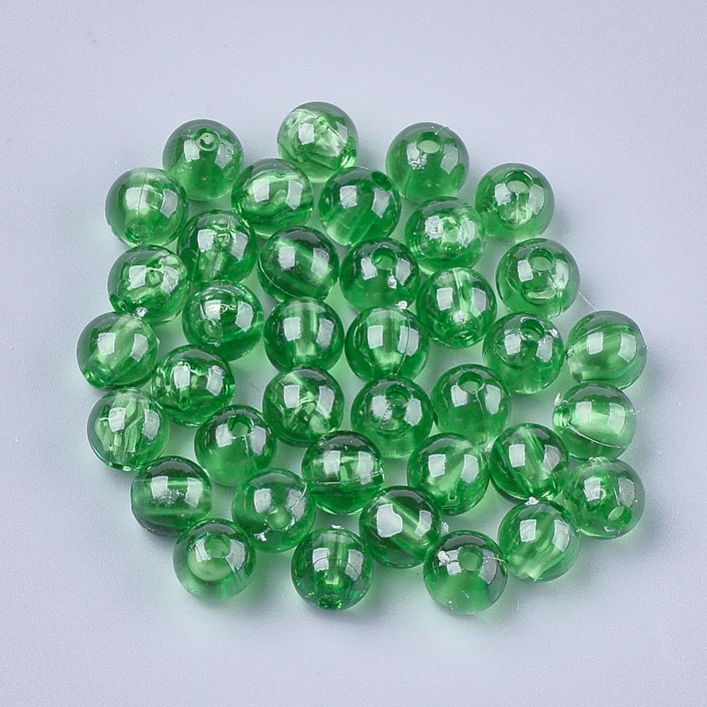 Transparent Plastic Beads Round Green 6x5.5mm Hole: 1.8mm about 5000pcs/500g