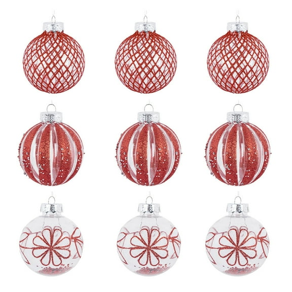 Transparent Plastic Christmas Ball Pendant, Holiday Tree Ornament, Handcrafted Design, Multiple Color Options, Home Decoration