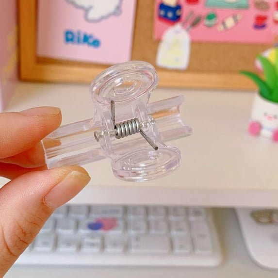 Transparent Plastic Clips, Document Paper Holders, Clear Durable Office Paper Clamp for Bills Notes Test Papers, Flexible Non-Rusting Plastic Material with Strong Grip and Reusable Design