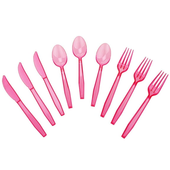 Transparent Plastic Cutlery, Assorted Sizes, 24-Piece