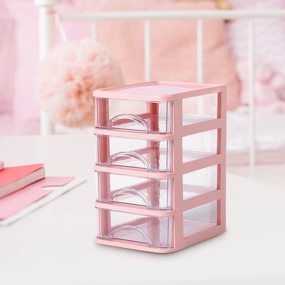 Transparent Plastic Desktop Organizer with Drawers | 5-Tier Makeup & Stationery Storage Box | Shatterproof BPA-Free (14.2x18.3x29CM)