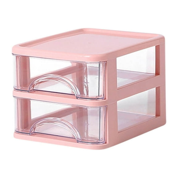 Transparent Plastic Desktop Storage Box | 2/3/4/5-Tier Drawer Organizer for Stationery & Cosmetics | 14.2x18.3cm Small Desk Organizer with Handles | Shatterproof Makeup & Office Supply Storage