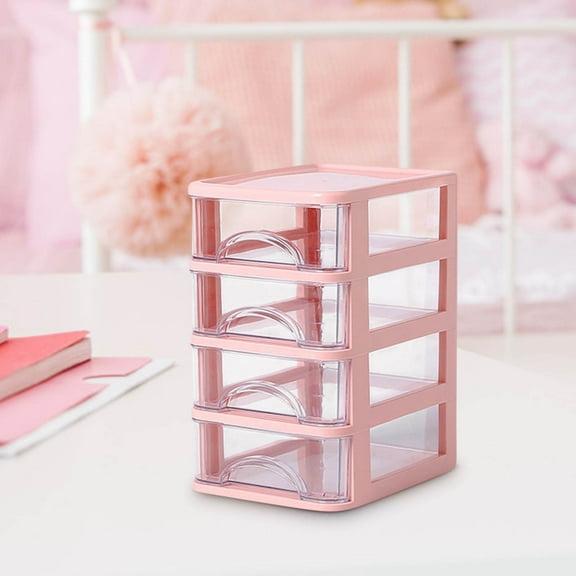 Transparent Plastic Desktop Storage Box | 5-Tier Drawer Organizer for Stationery & Cosmetics | Multi-Layer Compartment Design for Office & Makeup Supplies