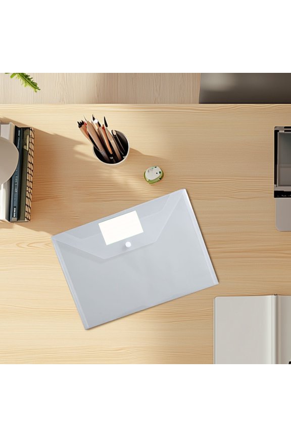 Transparent Plastic Document Envelope With Label Pocket, Letter Size File Folder With Snap Closure, Polyethylene File Organizer For Office Home, Clear