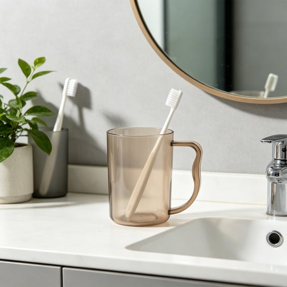 Transparent Plastic Handled Cups, Multicolor BPA-Free Mugs for Bathroom & Daily Use