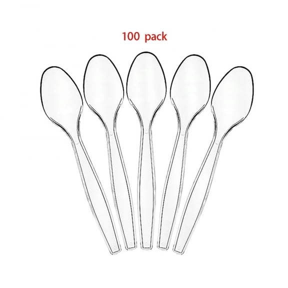 Transparent Plastic Knife, Fork and Spoon, Durable Food Grade, Premium Disposable Tableware, Party Supplies(100pcs Pack)