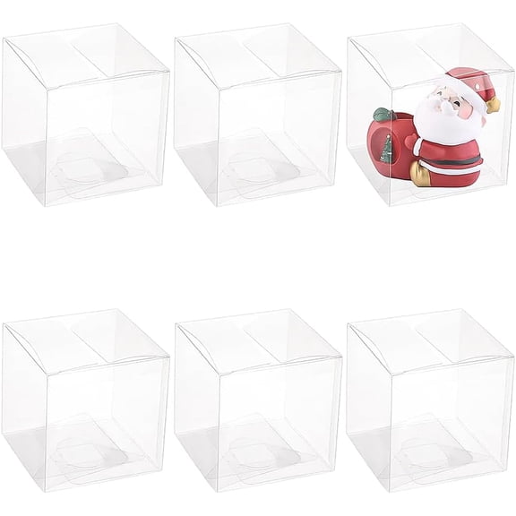 Transparent Plastic PET Boxes Gift Packaging Waterproof Folding Cartons Square Clear 9x9x9cm 6pcs for DIY