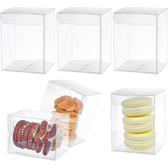 Transparent Plastic PVC Box Gift Packaging Waterproof Folding Box Rectangle Clear 6x6.05x8.1cm Unfold: 20.4x12x0.1cm