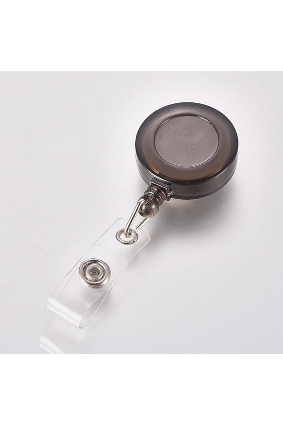 Transparent Plastic Retractable Badge Reel with Metal Findings 85mm Coffee Work Card Clip Retractable ID Badge Reel for Hanging ID Card Name Key Chain Pendant: 43.5x32x10mm Hole: 6x12mm