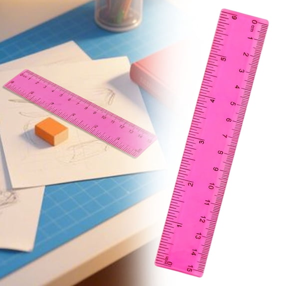 Transparent Plastic Ruler, 6 Inch and 15 cm Dual Scale Measuring Ruler for Office, Drawing and Drafting, studying essentials 1 Pack
