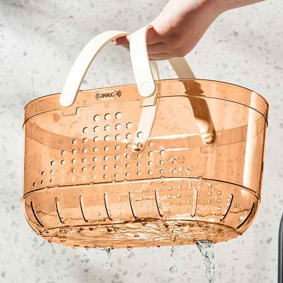 Transparent Plastic Shower Caddy | Bath Storage Basket with Drainage Holes | Rectangular Design for Toiletries & Towels | 11.6x6.9x5.7 Inches | Dorm & Travel Use