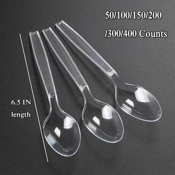 Transparent Plastic Spoons-heavyweight Disposable Spoons-6.7-inch (about 17 Cm) Heavy Transparent Tableware-plastic Tableware-very Suitable for Parties and Restaurants.