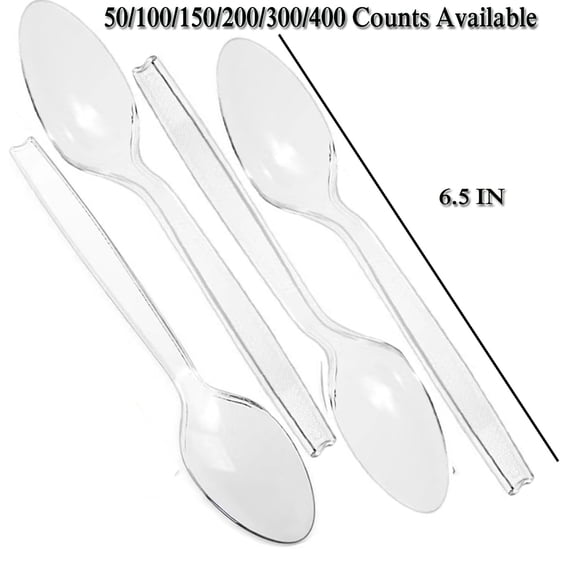 Transparent Plastic Spoons-heavyweight Disposable Spoons Clear Reusable Spoons | Heavy Duty Clear Disposable Spoon Tableware and Dinnerware