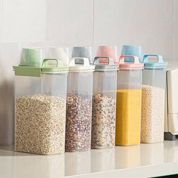 Transparent Plastic Storage Containers Airtight Sealed Canisters for Rice and Grains Kitchen Pantry Organization with Secure Lids for Long-Term Freshness Ideal for Bulk Food Storage and AKLJWH