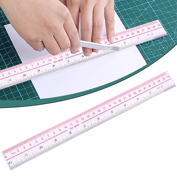 Transparent Plastic Straight Ruler, Dual Inch Centimeter Scale Ruler, Clear Measuring Ruler, Durable Office Drafting Measuring Implement for Measuring Lengths & Drawing Straight Lines