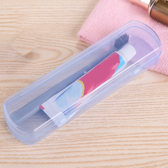 Transparent Plastic Toothbrush Case Travel Size Portable Storage Box for Toiletries and Cosmetics