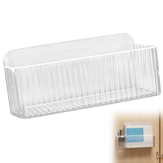 Transparent Plastic Wall Mount Organizer,Self Adhesive Cabinet Door Organizer,7.52X1.54X3.23" Shower Caddy Holder,Stackable Hanging Basket Bins,Wall Shelves,Bathroom Shelves for Kitchen,Pantry