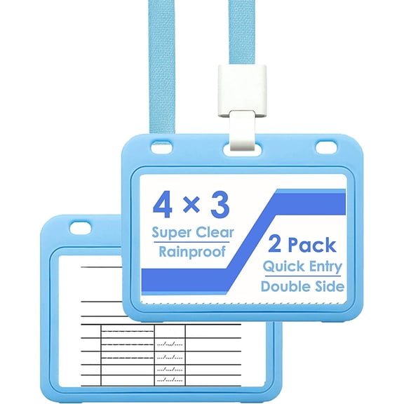 Transparent Plastic Waterproof Card Sleeve ID Holder, Clear Badge Protector, Secure Identification Name Tag Cover for Office, 1Pc, Light Blue