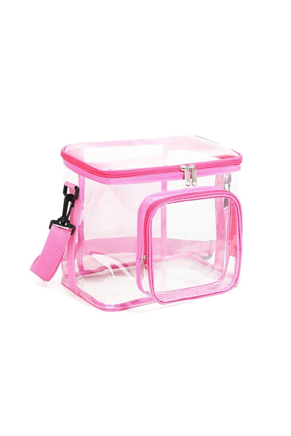 Transparent Portable Storage Bag for Clothes Organizer, Heavy Duty Plastic Travel Box for Cosmetics Toiletries, Collapsible for Camping Dormitory Packing, 26 x 23 x 18.5 cm