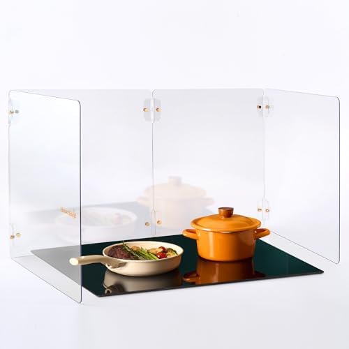 Transparent Premium Splatter Guard for Induction Cooktop Only, Not for Gas Stoves - Foldable, Durable, Heat-Resistant, Mess-Free, Grease-Free Cooking, Splatter Screen$$Home Decor, Kitchen, & Other