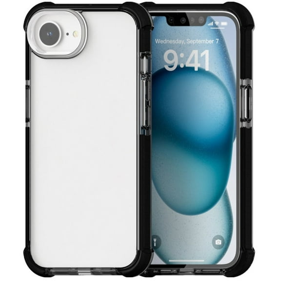 Transparent Protective Bumper Case for iPhone 16e - Black