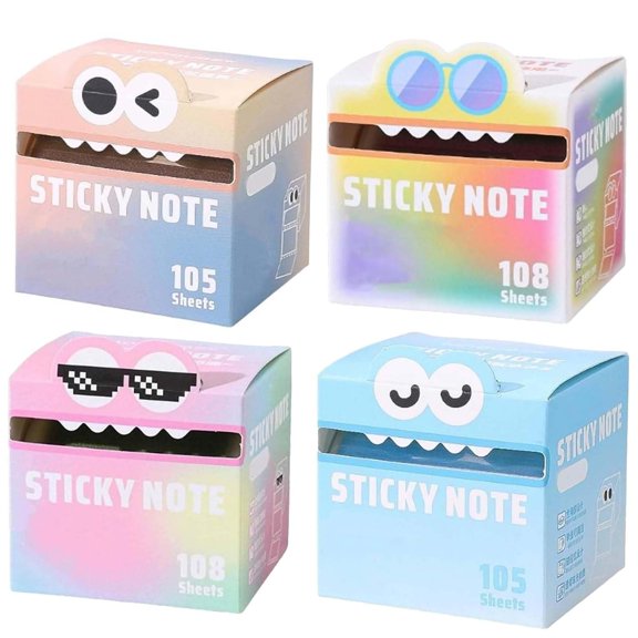 Transparent Pull Out Sticky Notes Roll Monster Pattern Self Adhesive Memo Pads 105 Sheets Office Home Study