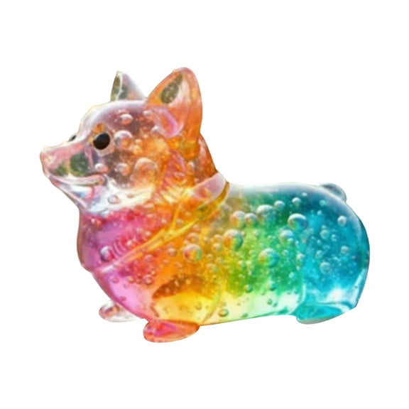 Transparent Puppy Figurines for Desktop with Colorful Refraction Light