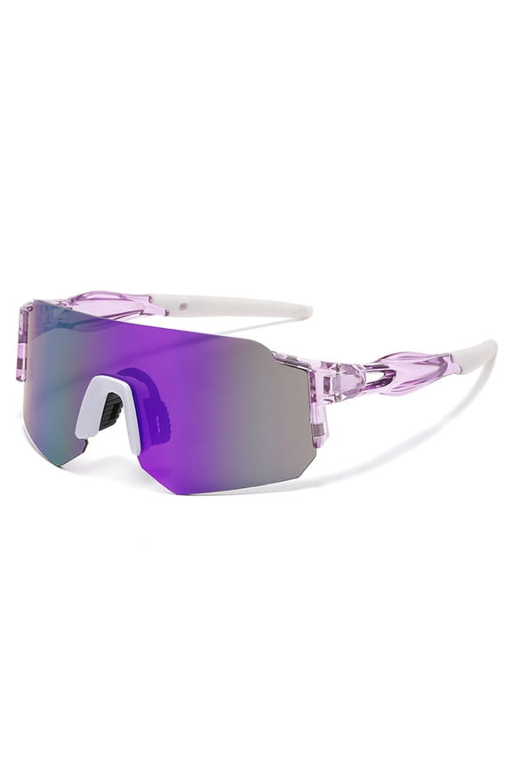 Transparent Purple Frame Glasses, Purple Lens Polarized Eyewear, Cycling Goggles, Outdoor Sports Sunglasses for Bicycle Riding, Hiking, Daily Driving, Outdoor Marathon