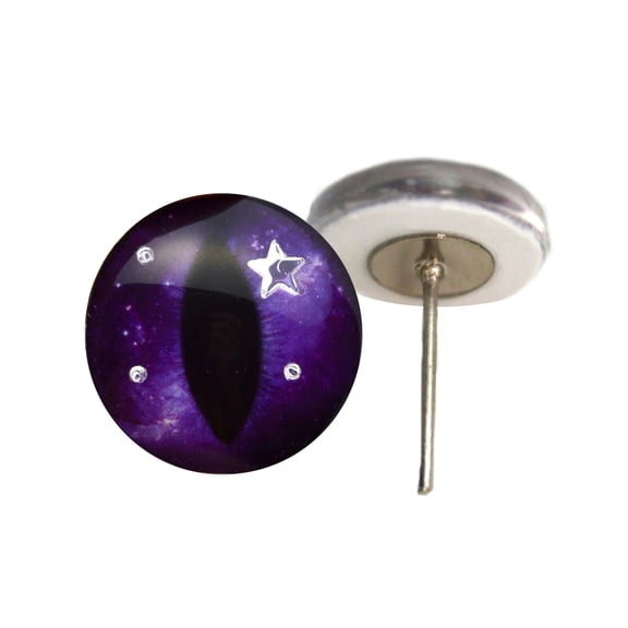 Transparent Purple Starry Night Sky Dragon Glass Eyes on Wire Pin Posts