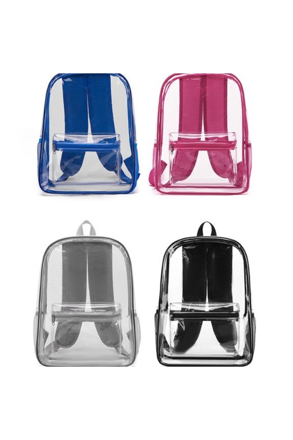Transparent Pvc Backpack, Waterproof Daypack with Metal Zipper, Multi Pocket Stadium Bag for Security Checks, Topliu