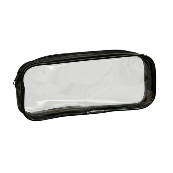 Transparent Pvc Zippered Pencil Case for Students, Large Capacity Stationery & Makeup Organizer Bag with Clear Design