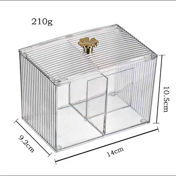 Transparent Qtip With Lid Elegant Acrylic Swab Organizer For Bathroom Bedroom Vanity Office Desk, Apothecary Jar Dispenser For Cotton Ball, Swab, Round Pads, Floss