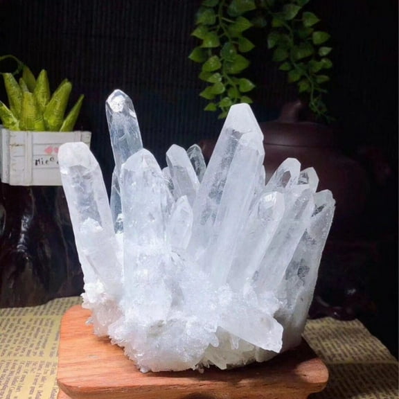 Transparent Quartz Crystal Cluster Energy Stone Crystalline Cave Specimen