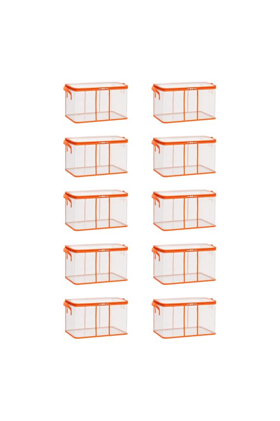 Transparent Quilt Storage Bag, Large Capacity Waterproof, 1 Pack Durable Zippered Organizer with Orange Carry Handles, for Moving Travel Luggage Packing Closet Organization of Clothes Bedding Pillows