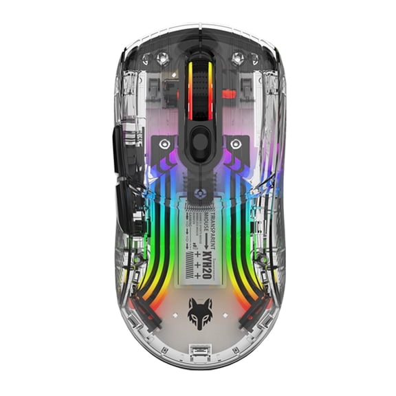 Transparent RGB Bluetooth Wireless Gaming Mouse, Dual Mode USB Computer Mouse, Cool RGB Mechanical Esports Mouse for PC Laptop Gamers