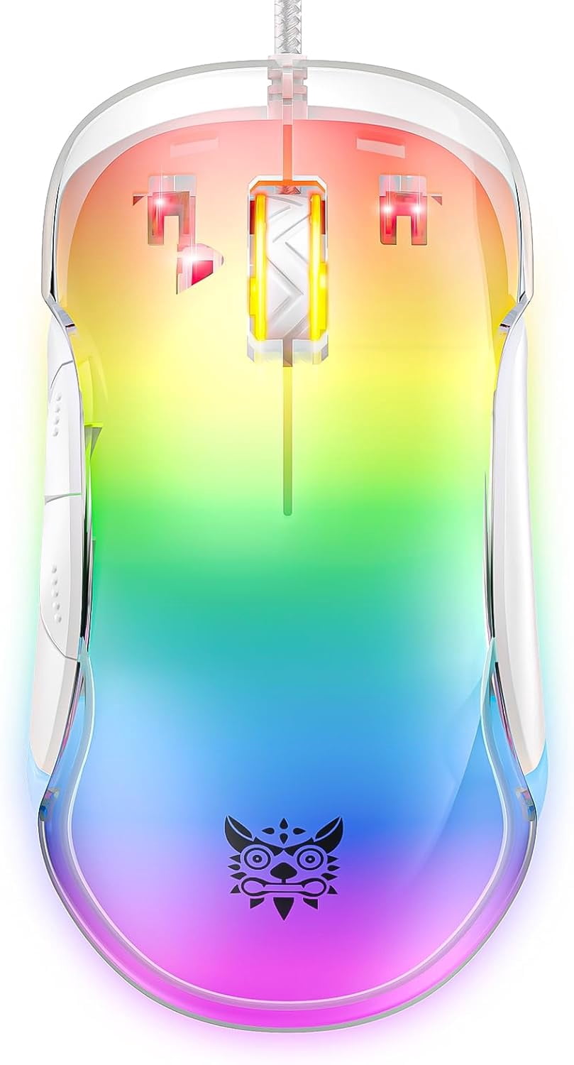 Rgb Transparent Mouse Computer Transparent RGB Wired Gaming Mouse, 12800 DPI Optical Sensor, 8 ...