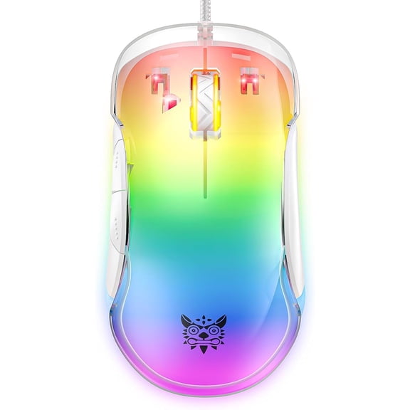 Transparent RGB Wired Gaming Mouse, 12800 DPI Optical Sensor, 8 Programmable Buttons, 85g Lightweight, 1000Hz Polling Rate, 6 Lighting Modes for Windows PC Mac