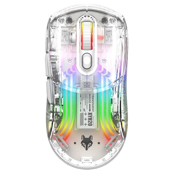 Transparent RGB Wireless Gaming Mouse with Programmable Buttons and Optical Tracking