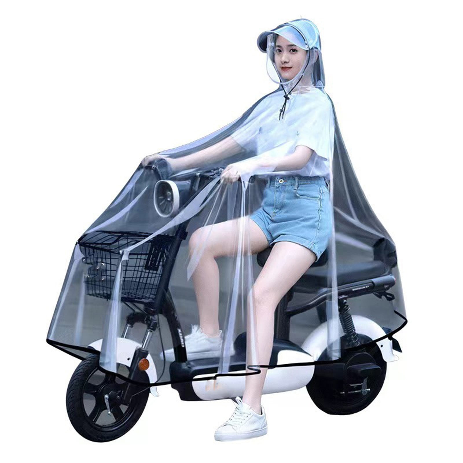 FIGT-Hooded Motorcycle Raincoat, Waterproof E Bike Rain